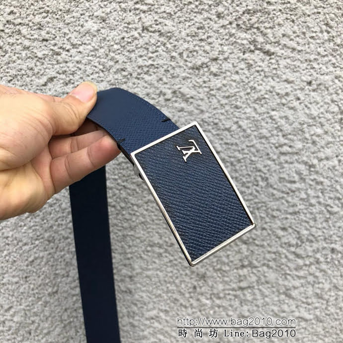 路易威登LV 新版Metropole腰帶 M9060T 飾有圓形斜體LV logo壓紋 休閒商務百搭男士皮帶  xfp1375